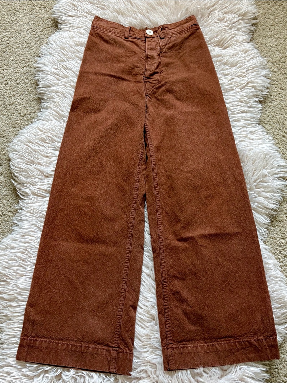 Jesse Kamm Sailor Wide Leg Pants in Brown Canvas Size 0